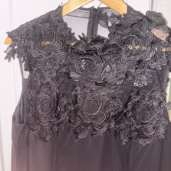 Sheer Black Lace neck line Bohemian Gown Knee Length Size 16W Holiday - Picture 3 of 11